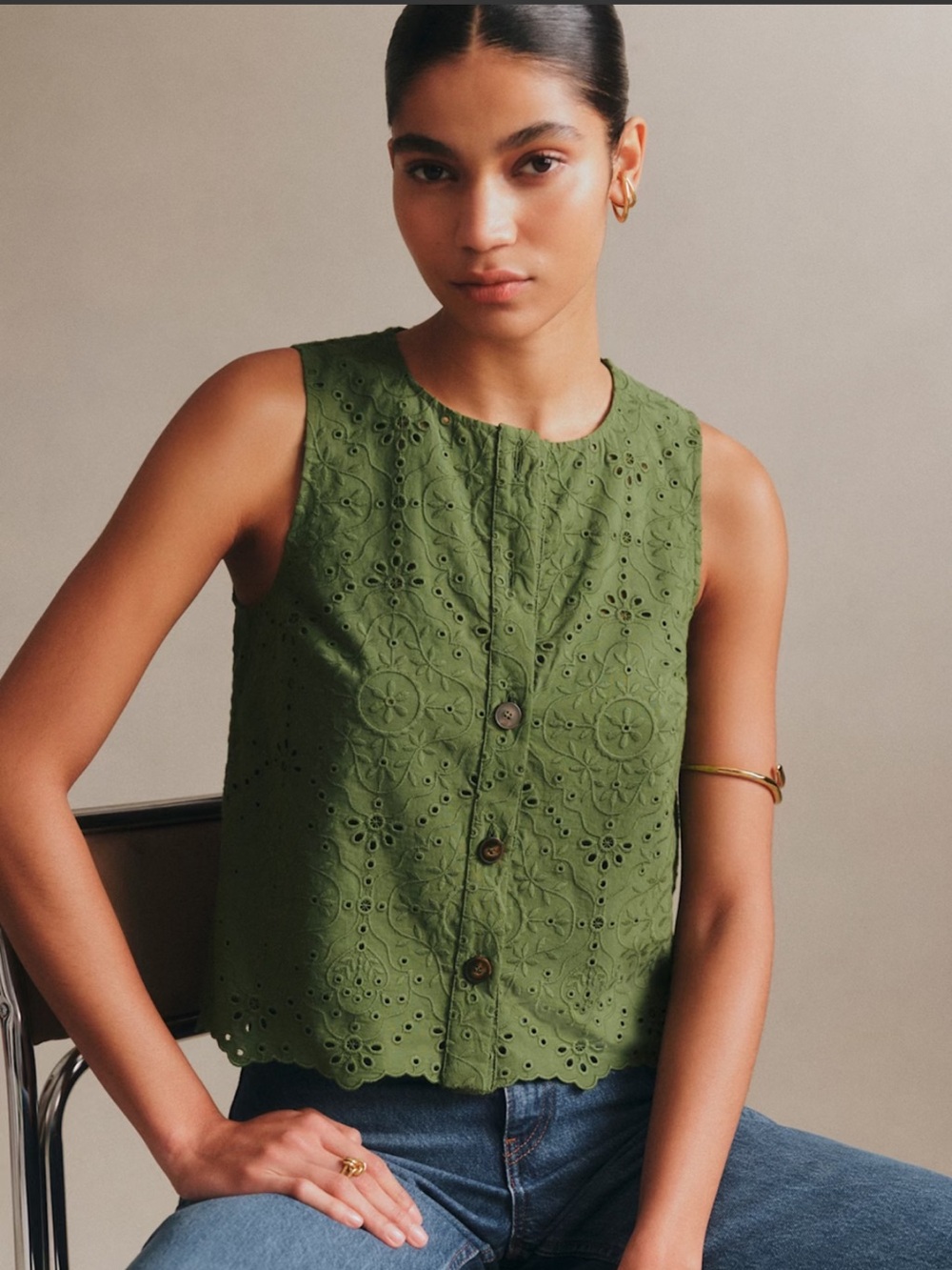 NWT Sézane Roni Blouse in Summer Green
